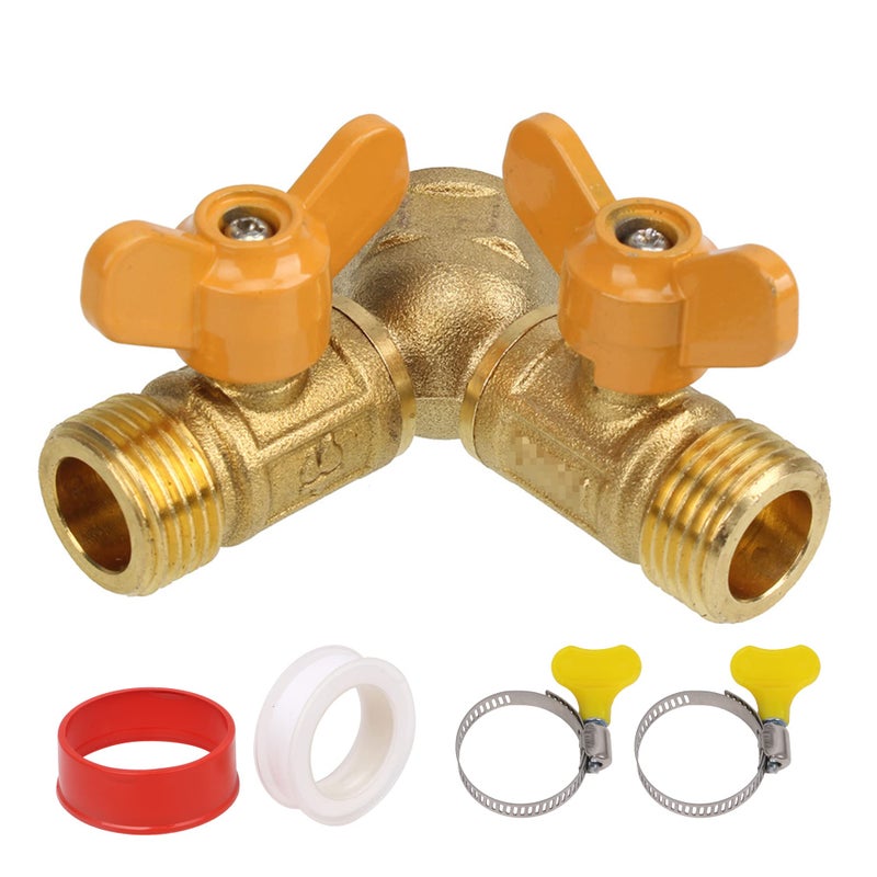 Doublelife SHANOER Solid Brass Y Ball Valve Comfort Grip for Oil and Gas Hoses Connector Splitter Adapter - Image 1
